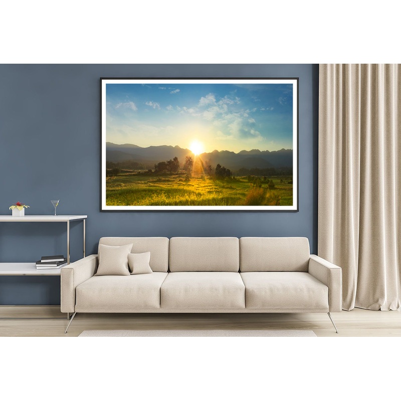 Sunset, Blossoming Meadow Home Decor Premium Quality Poster Print Choose Your Sizes