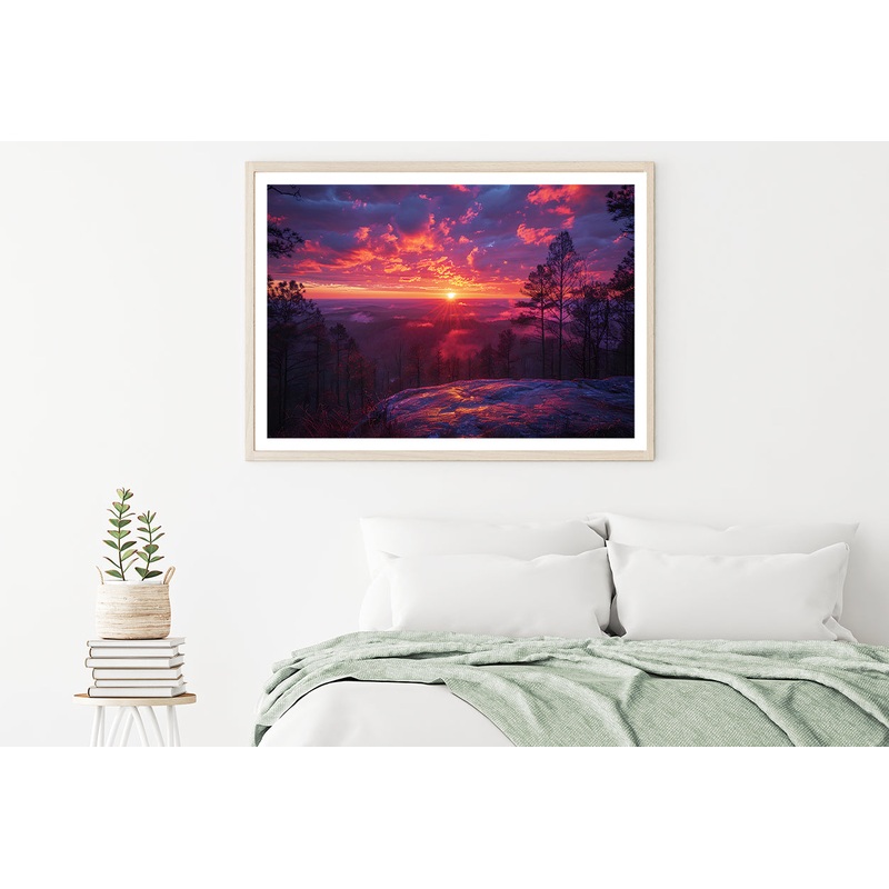 Sunset in the Mountains, Trees Home Decor Premium Quality Poster Print Choose Your Sizes