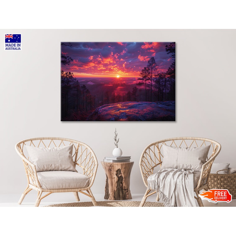 Sunset in the Mountains, Trees Print 100% Australian Made