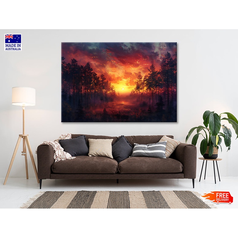 Sunset on the River with Trees Print 100% Australian Made