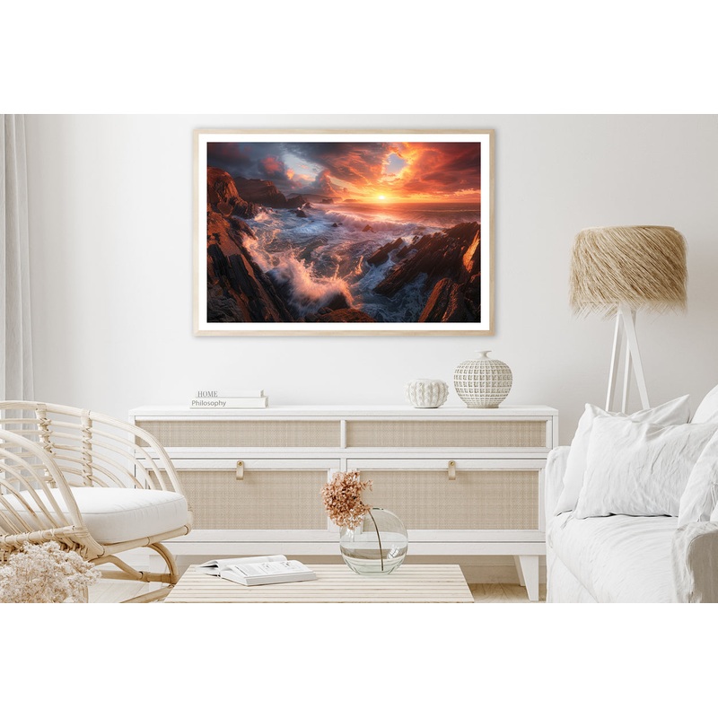 Sunset over a Rocky Beach Home Decor Premium Quality Poster Print Choose Your Sizes