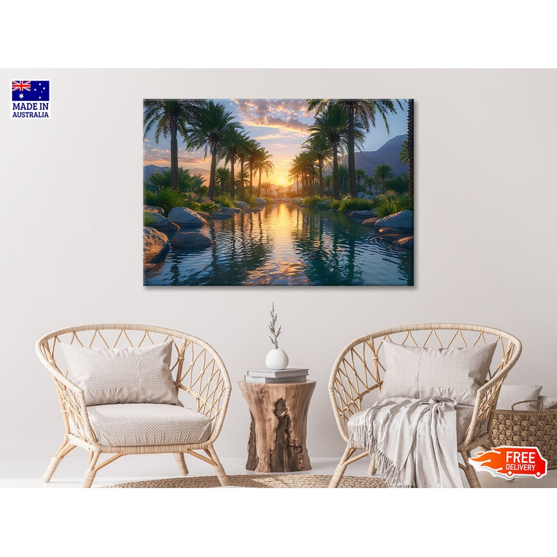 Trees in the River with Mountains Print 100% Australian Made