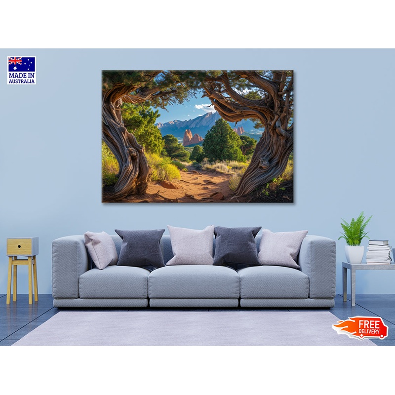 Trees with Mountains Print 100% Australian Made