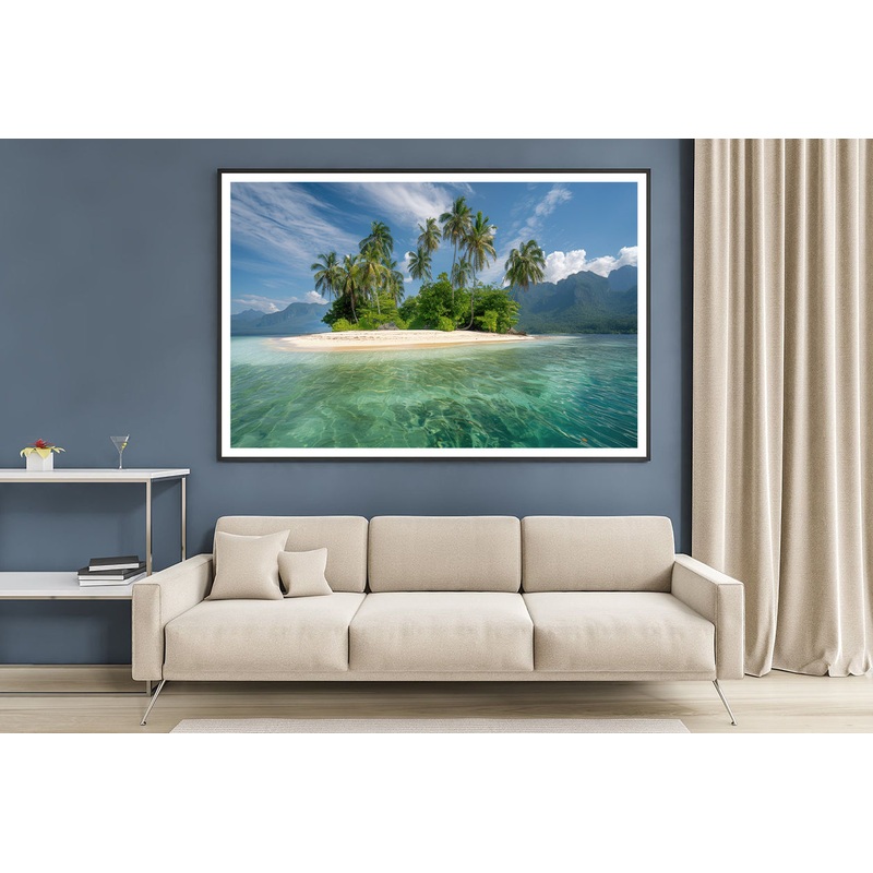 Tropical Island Paradise with Palm Trees Home Decor Premium Quality Poster Print Choose Your Sizes