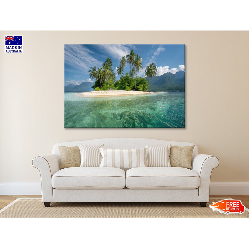 Tropical Island Paradise with Palm Trees Print 100% Australian Made