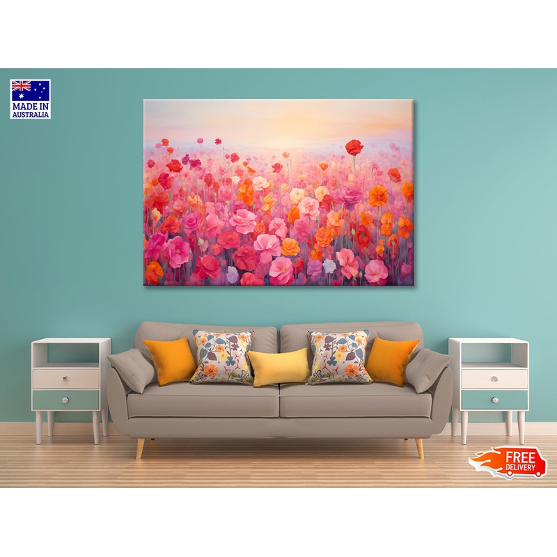 Watercolor Summer Field of Flowers Print 100% Australian Made