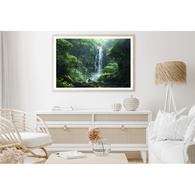 Waterfall, Trees, Lake Home Decor Premium Quality Poster Print Choose Your Sizes