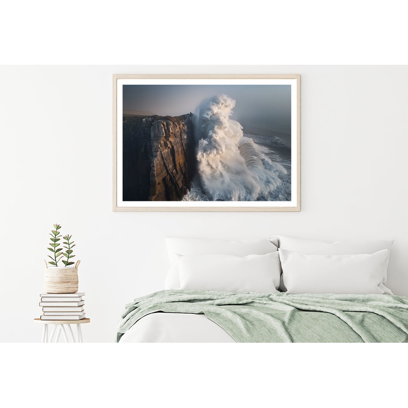 Wave Crashing Cliff Home Decor Premium Quality Poster Print Choose Your Sizes
