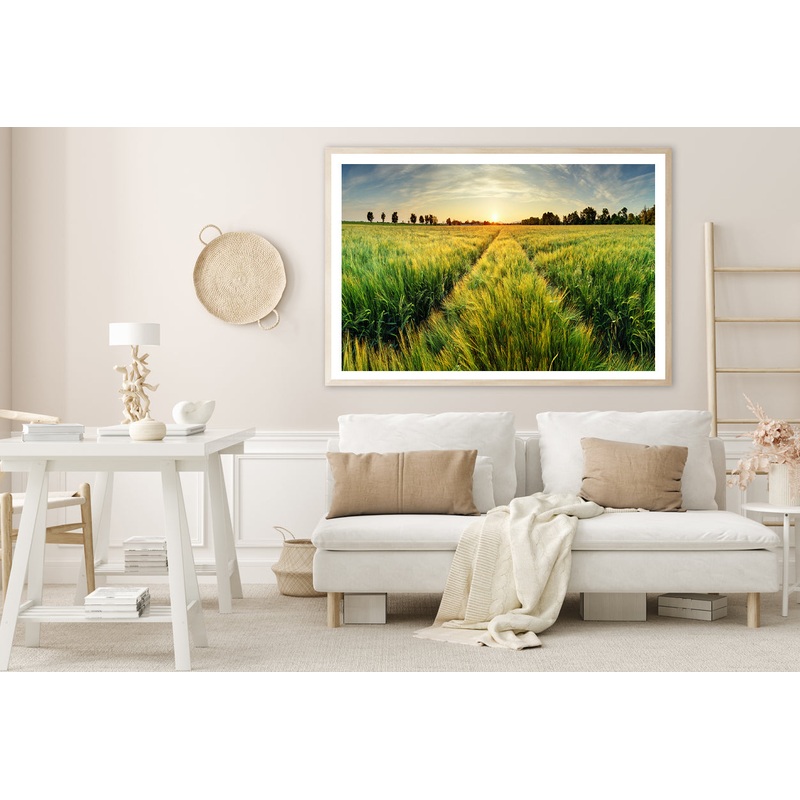 Wheat Field, Sunset & Trees Home Decor Premium Quality Poster Print Choose Your Sizes