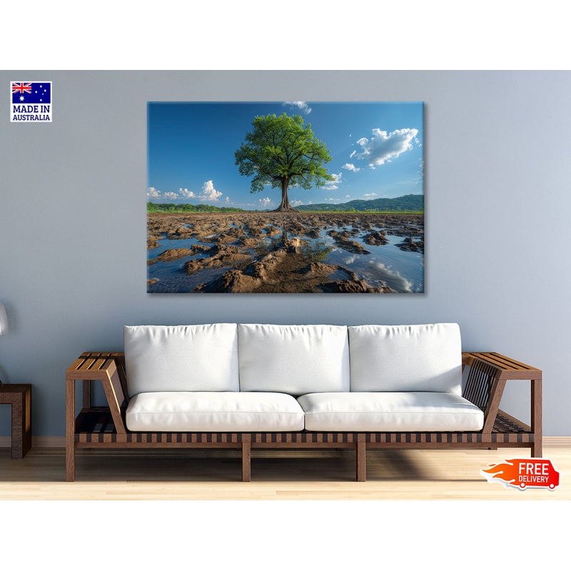 A Tree Is Standing In a Field Print 100% Australian Made