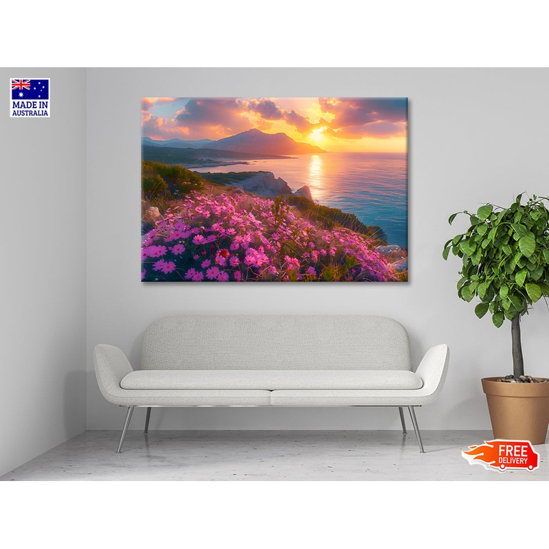 Beach, Flowers, Sky in Italy Print 100% Australian Made