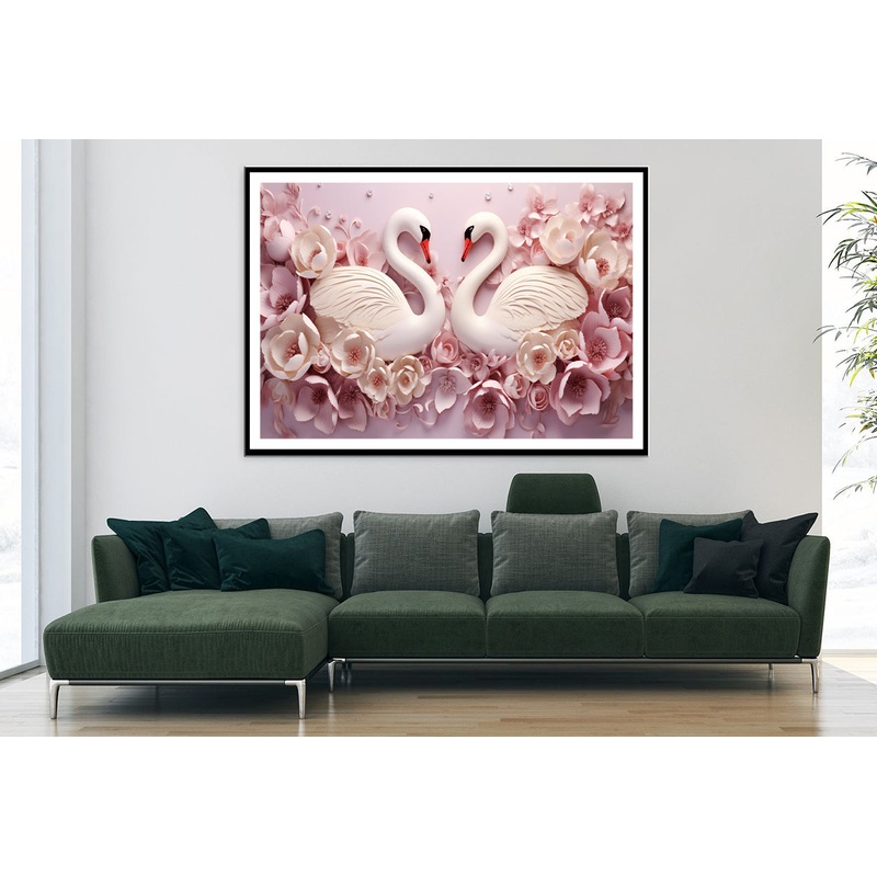 Two Colorful Floral Swans Home Decor Premium Quality Poster Print Choose Your Sizes