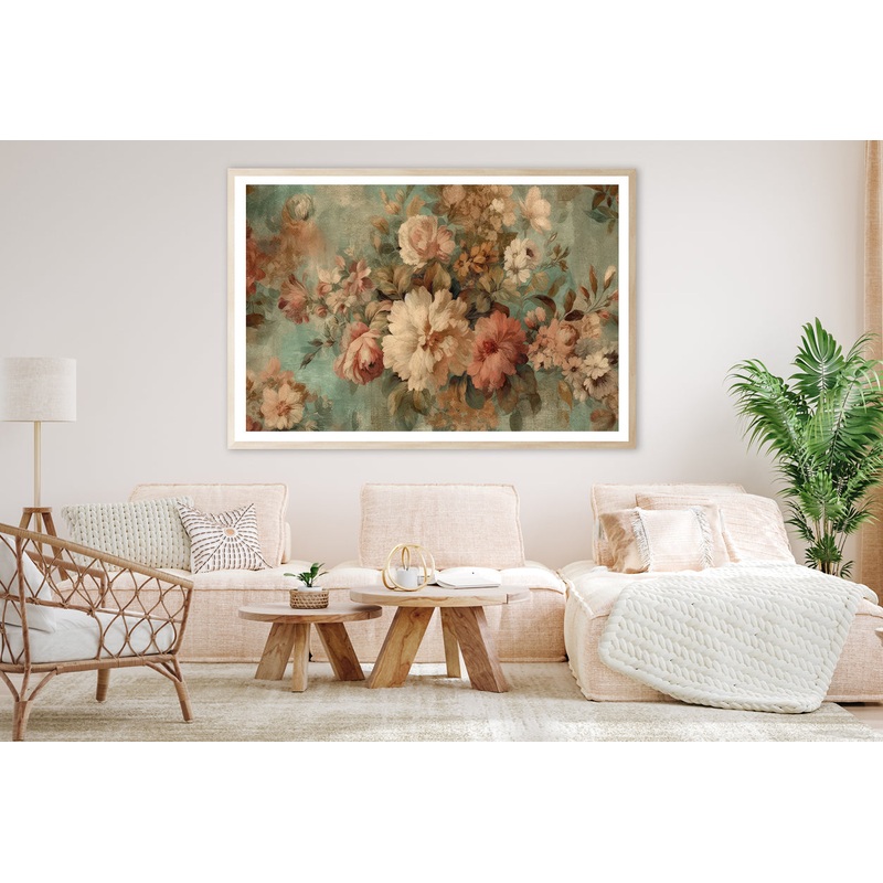 Vintage Floral Wallpaper Home Decor Premium Quality Poster Print Choose Your Sizes