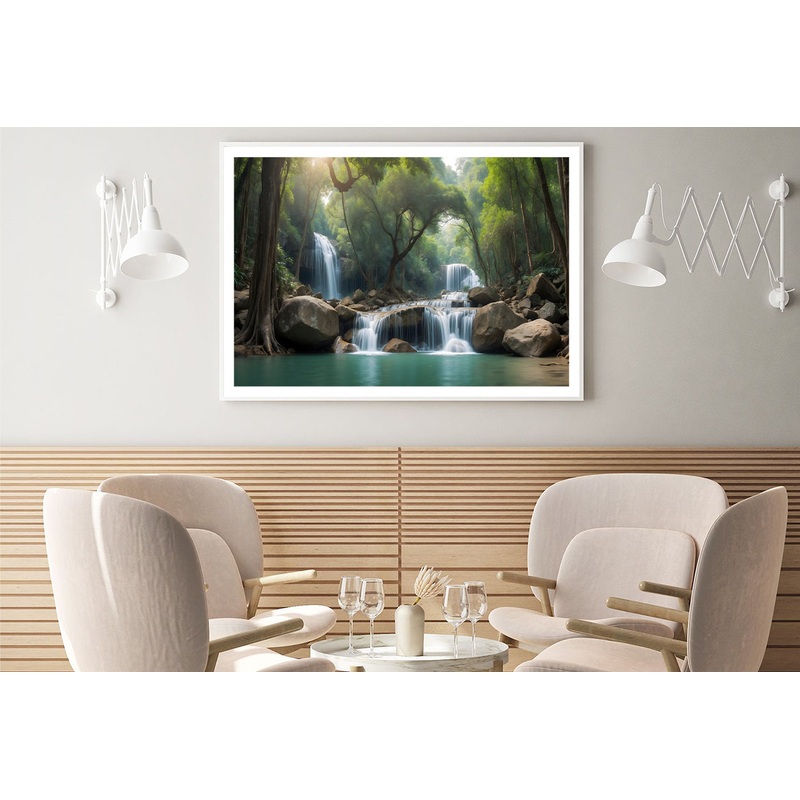 Waterfall in a Forest Home Decor Premium Quality Poster Print Choose Your Sizes