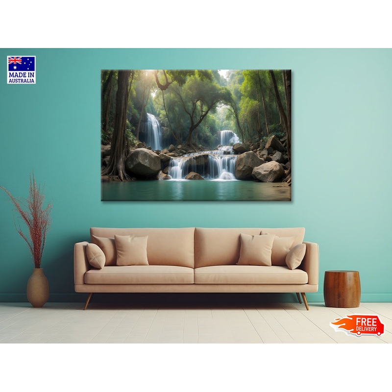 Waterfall in a Forest Print 100% Australian Made