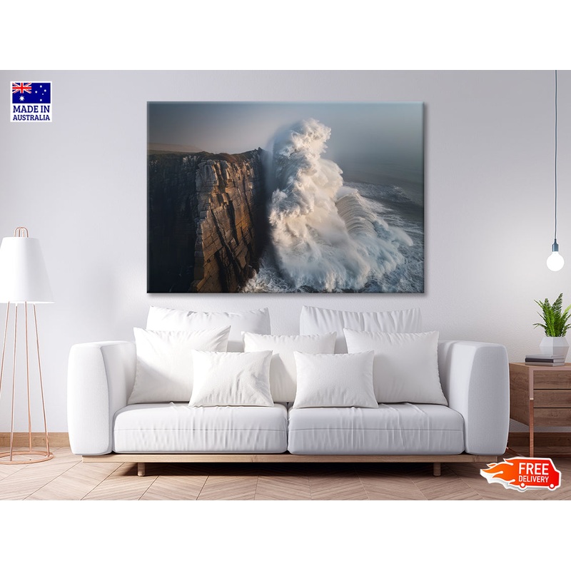 Wave Crashing Cliff Print 100% Australian Made