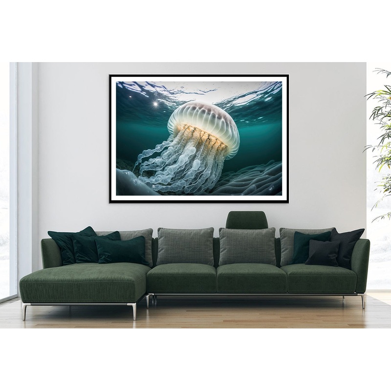 White Jellyfish Floating In the Water Home Decor Premium Quality Poster Print Choose Your Sizes