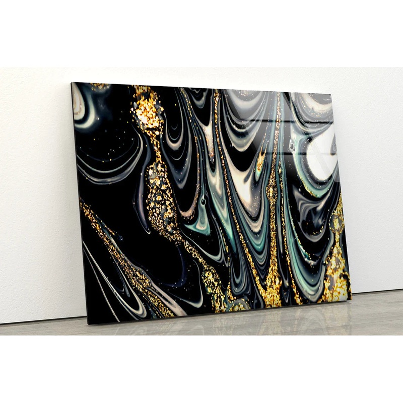 Black Sliver Gold Fluid UV Direct Aluminum Print Australian Made Quality