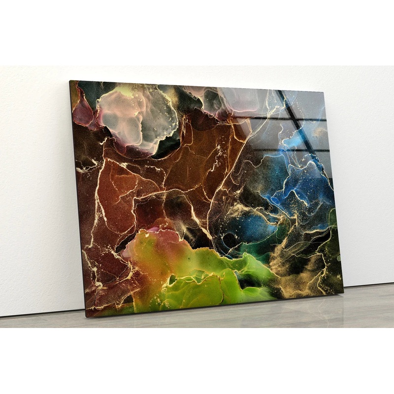 Brown Green Abstract UV Direct Aluminum Print Australian Made Quality