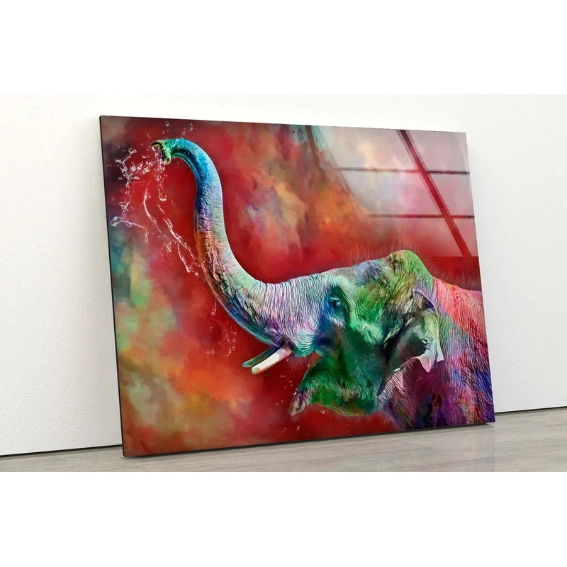 Colored Elephant Water UV Direct Aluminum Print Australian Made Quality