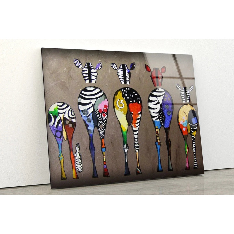 Colorful Zebras Vector UV Direct Aluminum Print Australian Made Quality