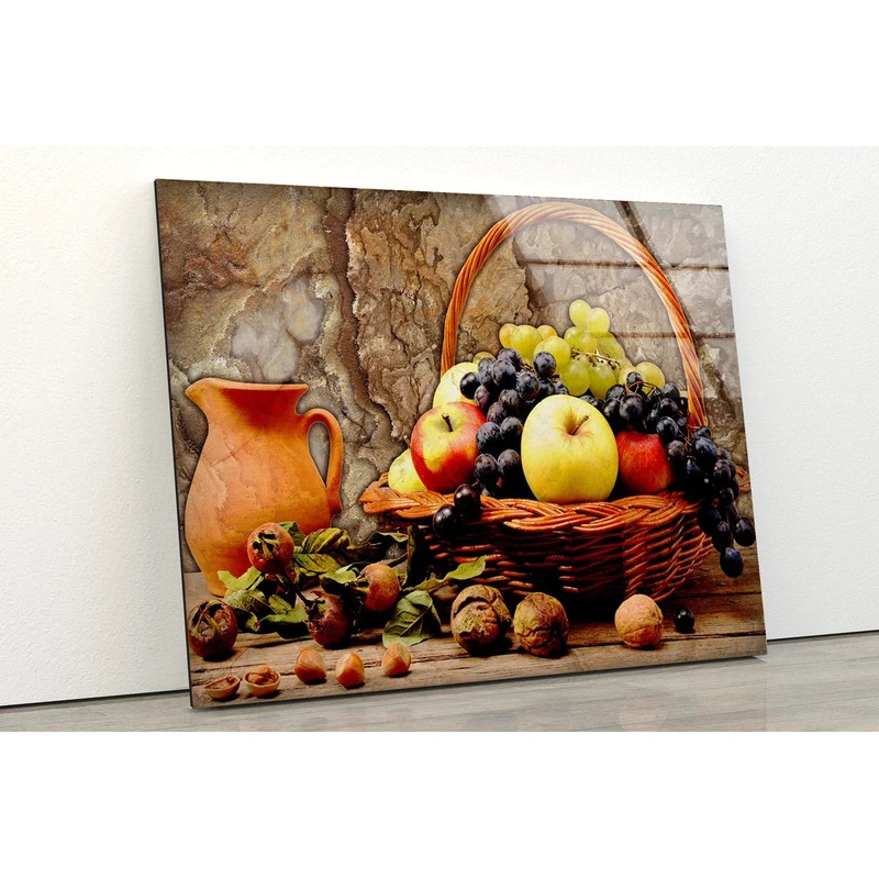 Fruit Basket on Table UV Direct Aluminum Print Australian Made Quality