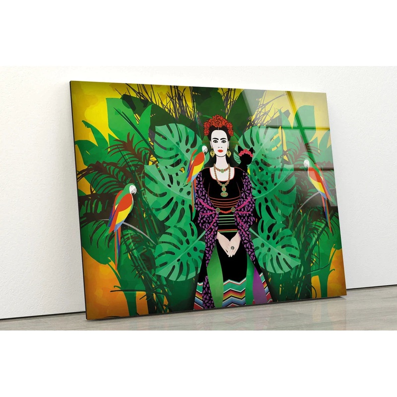 Girl Leaves & Birds Art UV Direct Aluminum Print Australian Made Quality