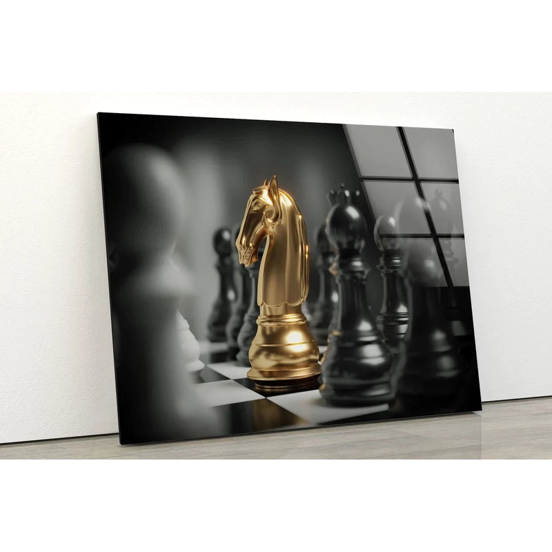 Gold Black Chess Board UV Direct Aluminum Print Australian Made Quality