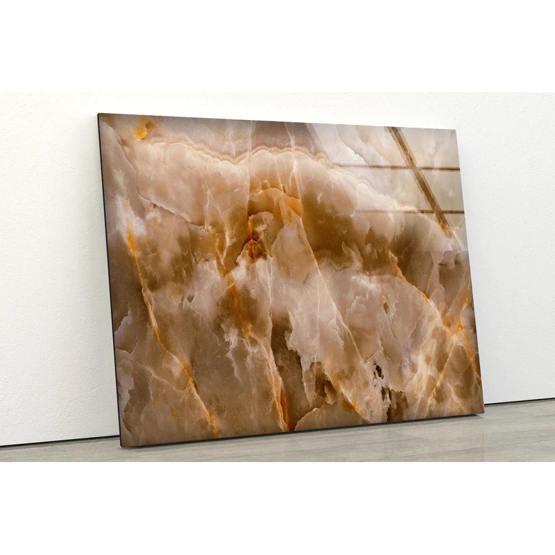 Gold & Brown Abstract UV Direct Aluminum Print Australian Made Quality