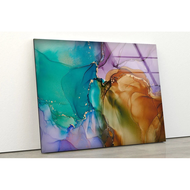 Green Purple Gold Fluid UV Direct Aluminum Print Australian Made Quality