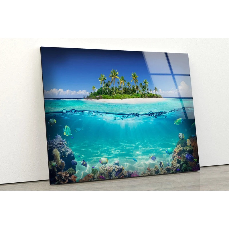 Island & Underwater Sea UV Direct Aluminum Print Australian Made Quality