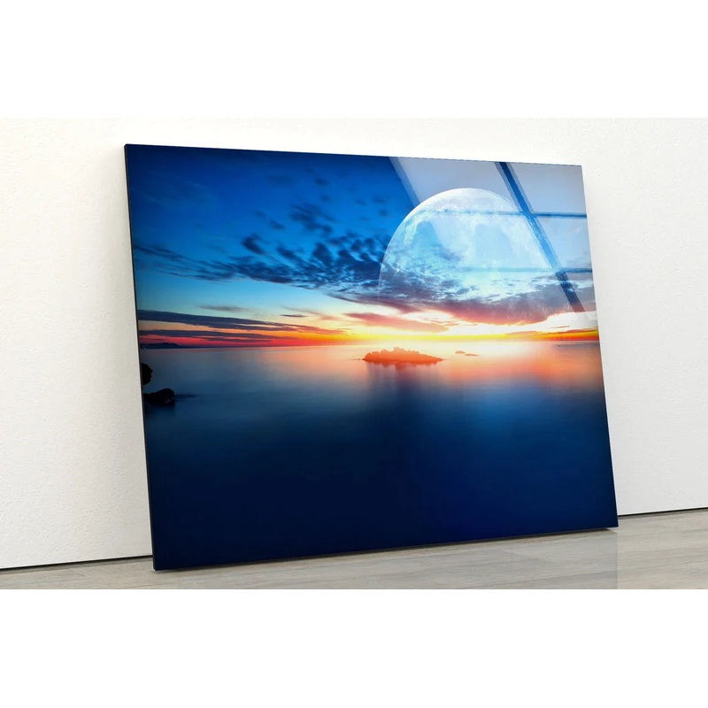 Moon & Sunset Sea View UV Direct Aluminum Print Australian Made Quality