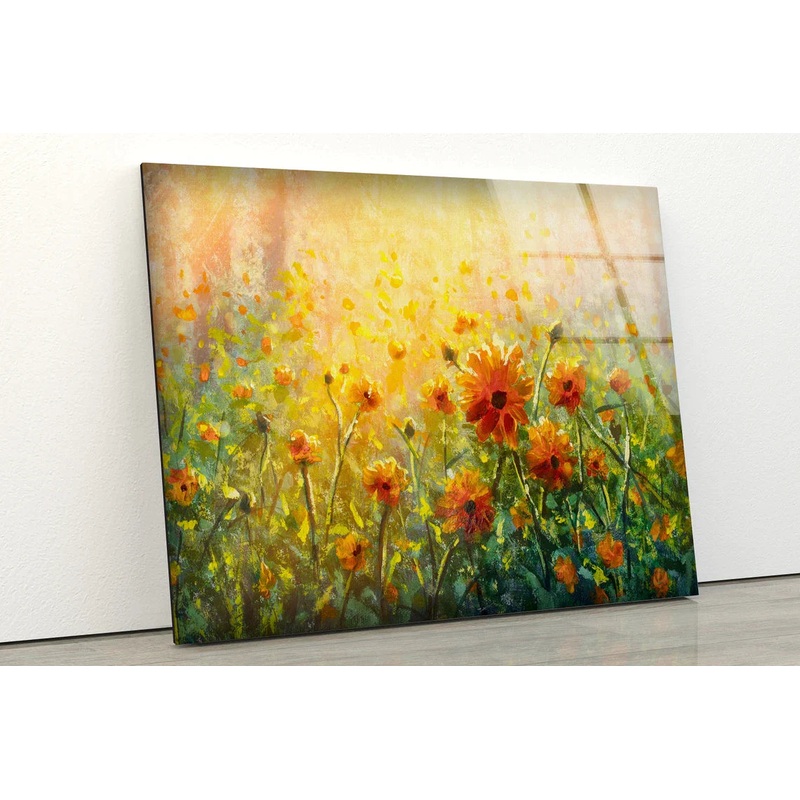 Orange Flower Field UV Direct Aluminum Print Australian Made Quality