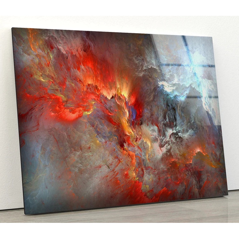 Orange & Grey Abstract UV Direct Aluminum Print Australian Made Quality