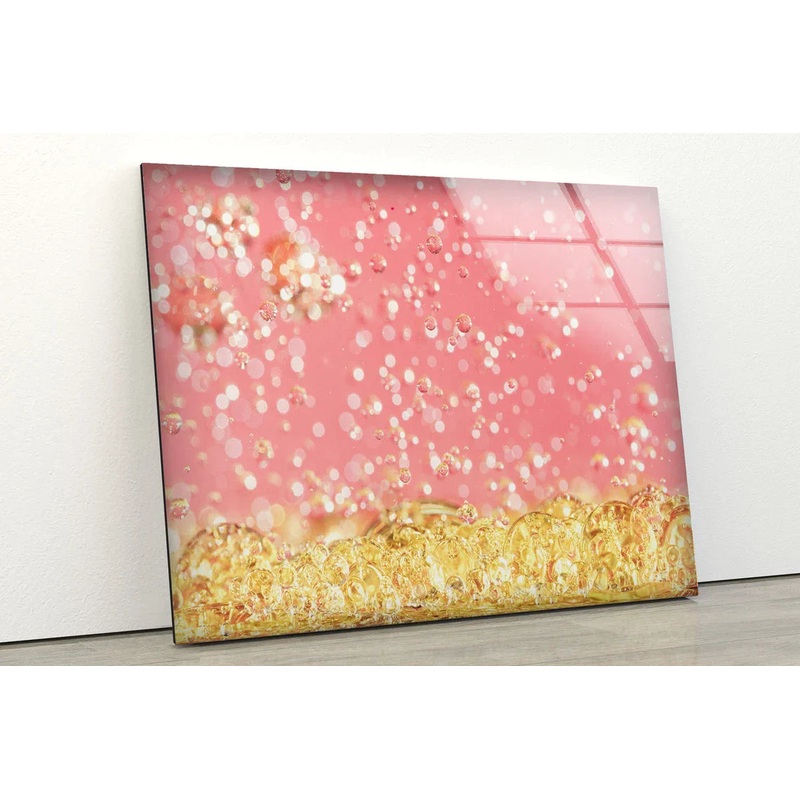 Pink & Gold Waterdrops UV Direct Aluminum Print Australian Made Quality