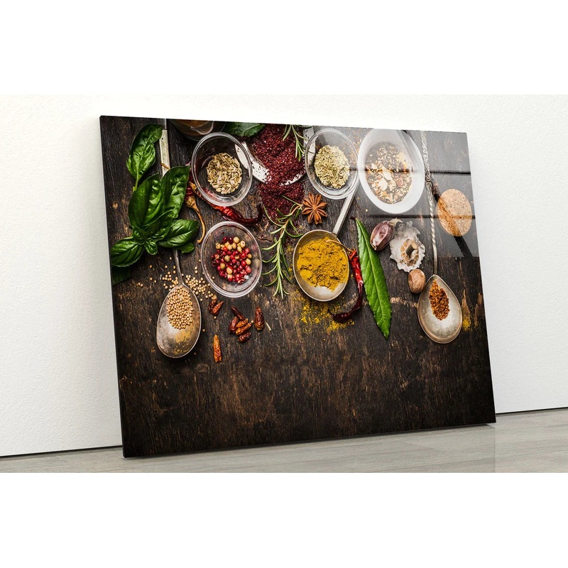 Spices on Table View UV Direct Aluminum Print Australian Made Quality