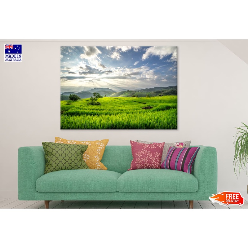 Terraced Rice Fields Mountains Photograph Print 100% Australian Made