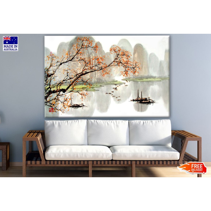 Tree & City View Painting Print 100% Australian Made