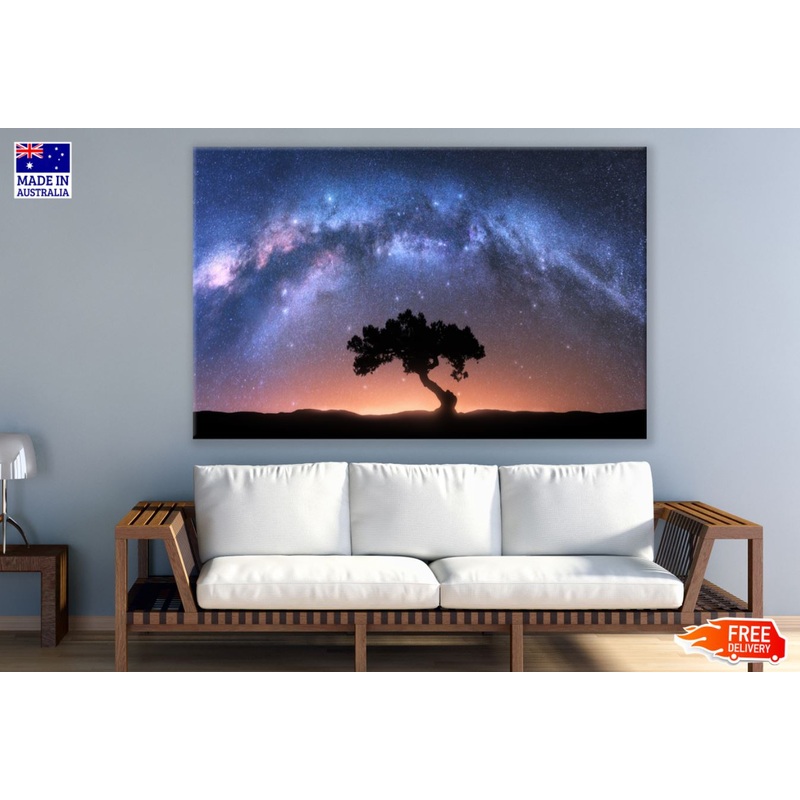 Tree & Space Milkyway View Scenic Print 100% Australian Made Acrylic Tempered Glass
