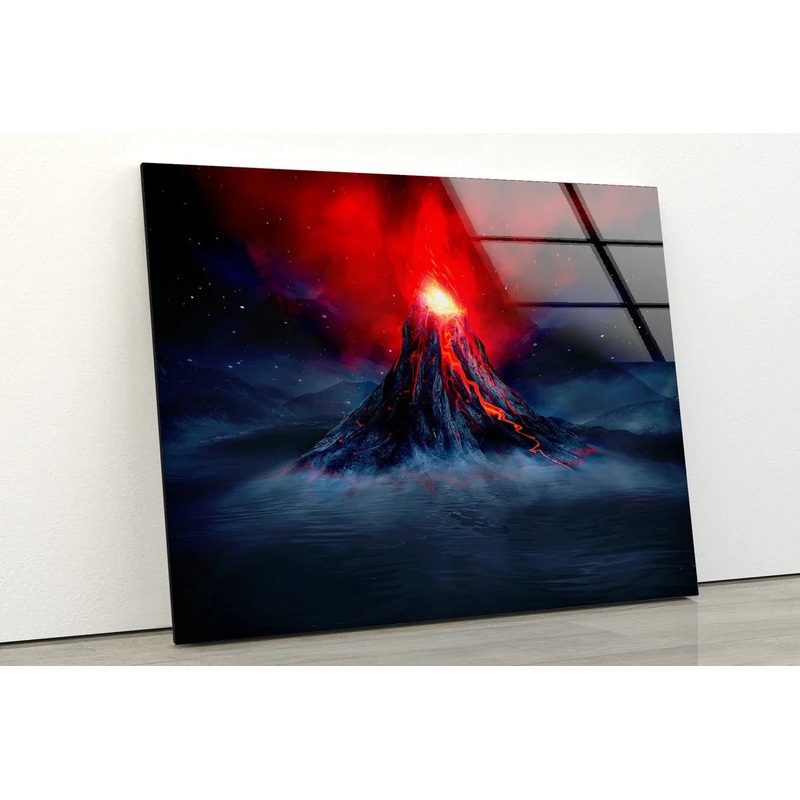 Volcano Night View UV Direct Aluminum Print Australian Made Quality