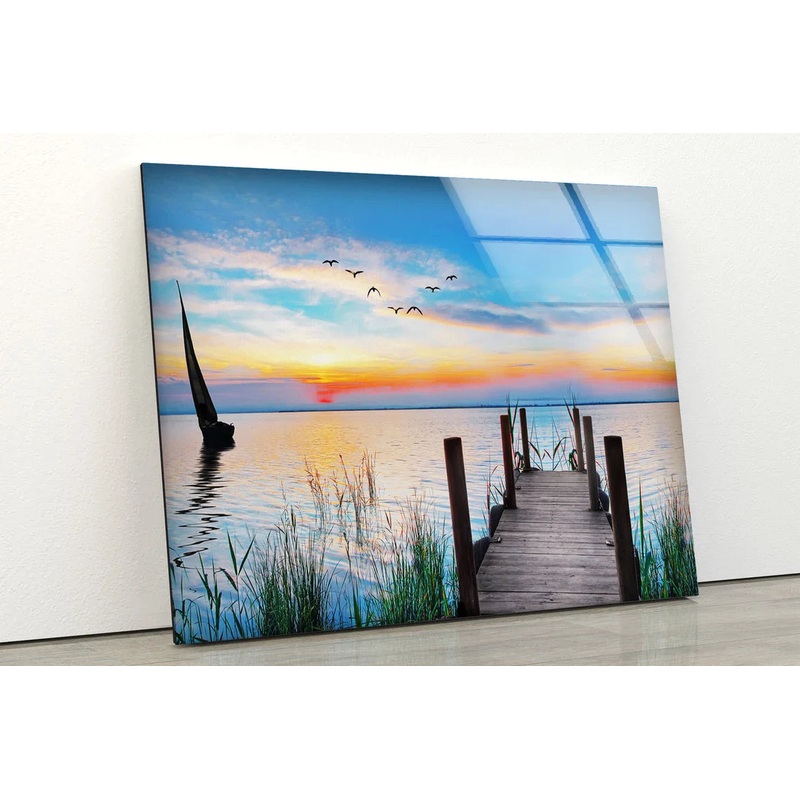 Wooden Pier Over Lake UV Direct Aluminum Print Australian Made Quality