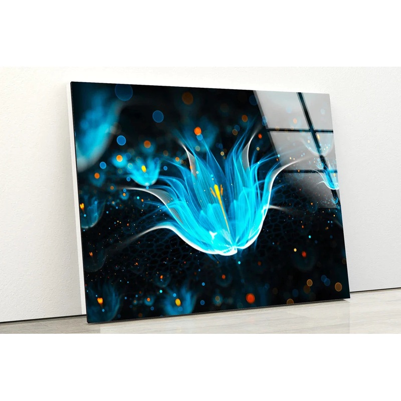 Blue Flower Abstract UV Direct Aluminum Print Australian Made Quality