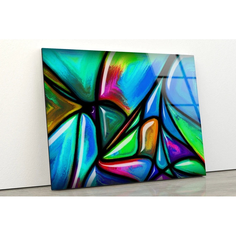 Blue Green & Pink Art UV Direct Aluminum Print Australian Made Quality