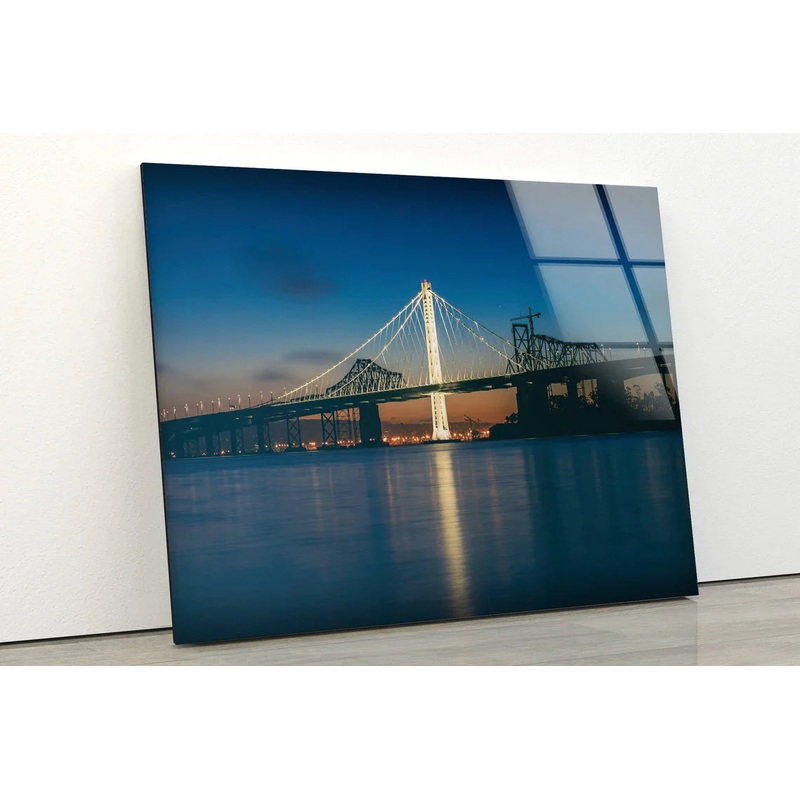Bridge in City Over Sea UV Direct Aluminum Print Australian Made Quality