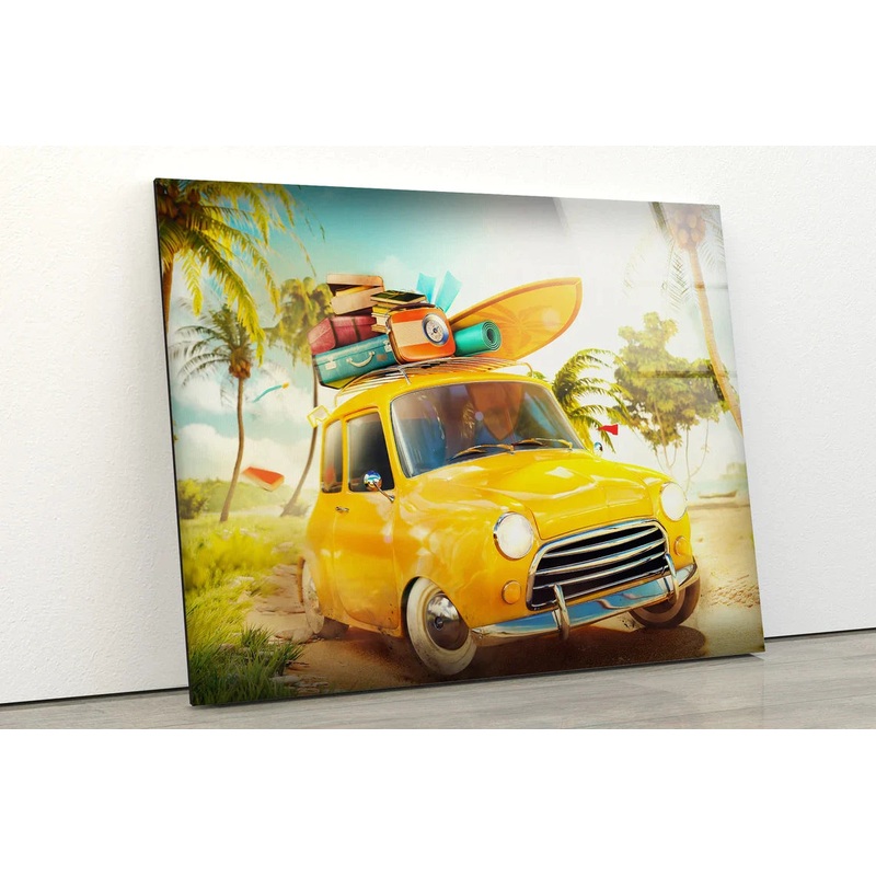 Car with Surf Boards UV Direct Aluminum Print Australian Made Quality