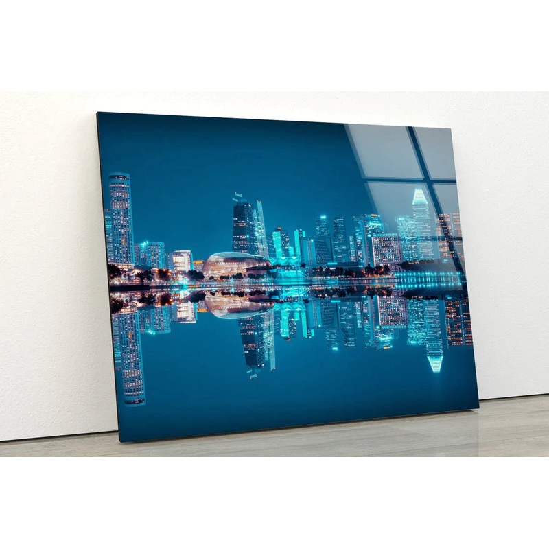 City Night Sea View UV Direct Aluminum Print Australian Made Quality