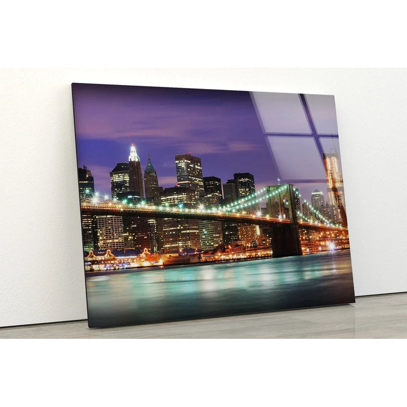 City & Sea Night View UV Direct Aluminum Print Australian Made Quality