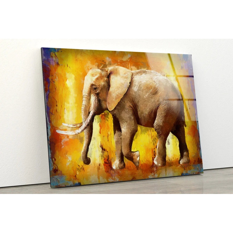 Elephant Oil Painting UV Direct Aluminum Print Australian Made Quality