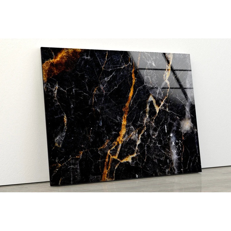 Gold Black Grey Marble UV Direct Aluminum Print Australian Made Quality