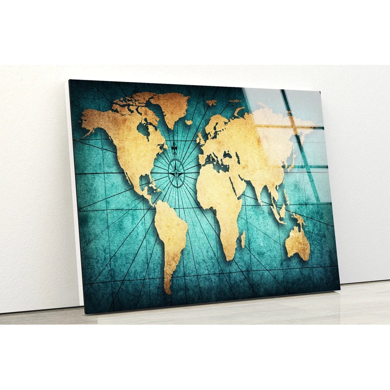 Gold Vintage Map Vector UV Direct Aluminum Print Australian Made Quality